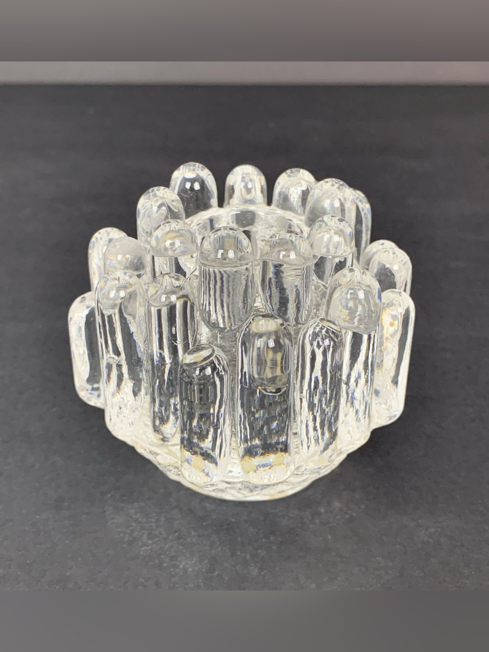 Kosta Boda Göran Wärff Crystal Glass MCM Candle Holder Polar Ice Vtg Scandinavia